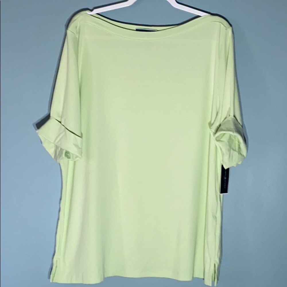 NWT Karen Scott Elbow Sleeve Boat Neck Top
